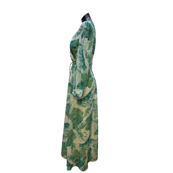 Soft Surroundings Tropical Leaf Print Long Maxi Dress M - Picture 4 of 5